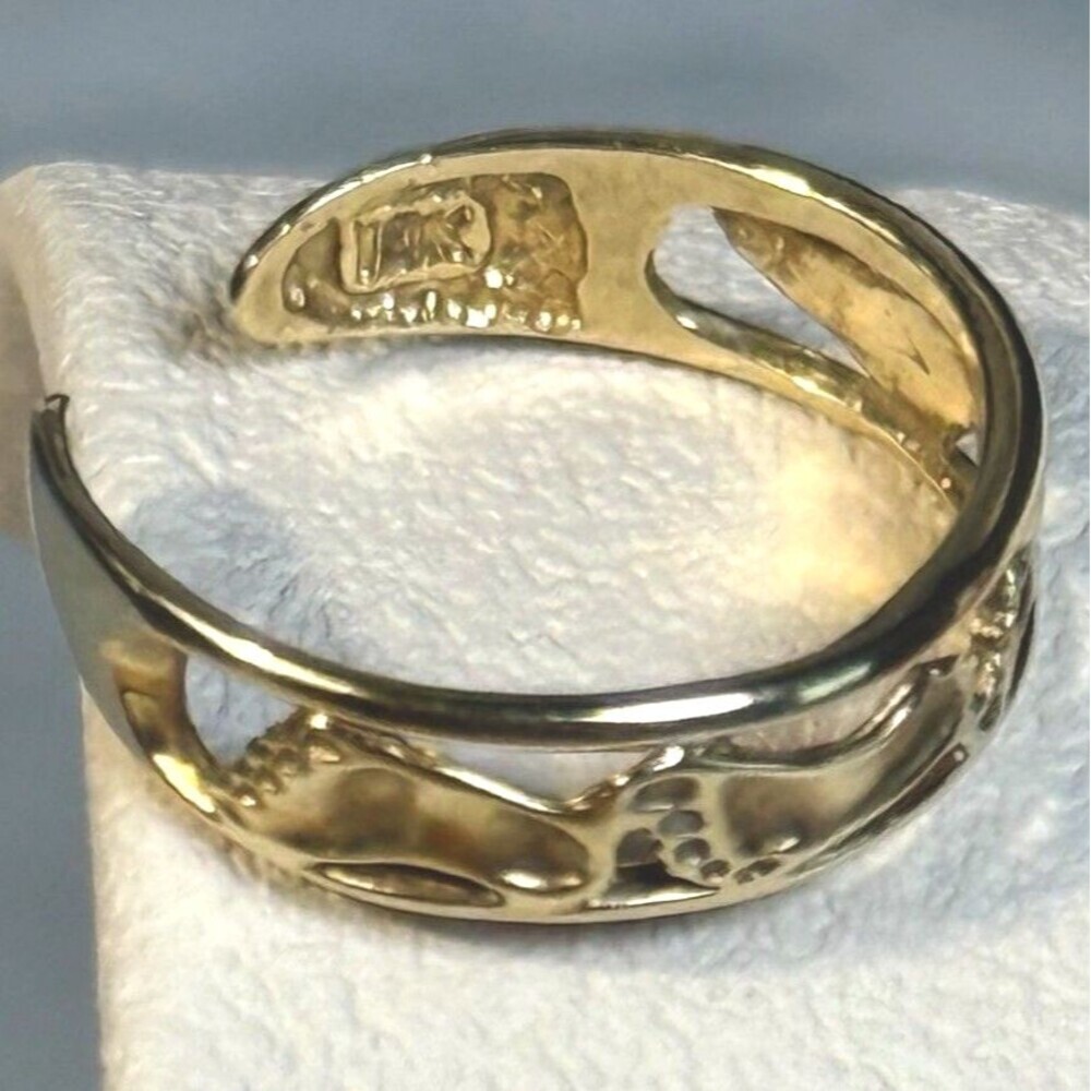 Signed JCM 14K Solid Gold Baby Footprint Cutout Toe / Midi Ring (1.00g) - Picture 4 of 12